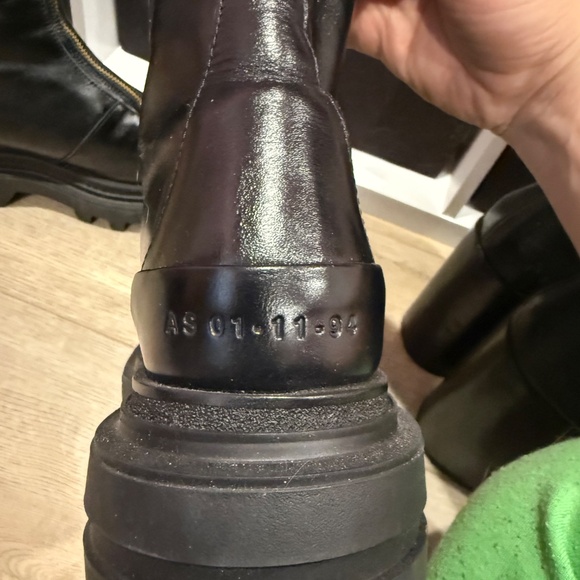 AllSaints Othello Black Leather Front Zip Boots - Size 10 - Picture 5 of 6